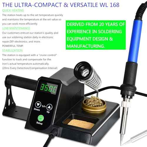 Soldering Station kit-¡ÆF & ¡ÆC Dual Digital Display Soldering Iron Station,356¢µ- 896¢µ Temperature, Anti-Static & Grounding Wire, Auto Standby & Sleep,5 Solder Tips
