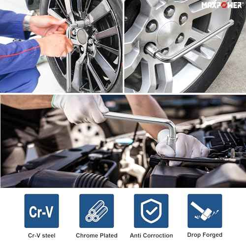 MAXPOWER 1/2" drive Breaker Bar, 10 inch Double-end L Handle Socket Wrench