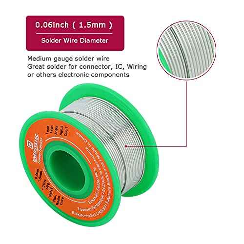1.5mm Electronic Solder Wire Lead Free Rosin Flux Core Diameter 0.06in Large Size Solder Wire Gauge 1.76oz 50g Sn99 Ag0.3 Cu0.7 Flow Electric Soldering Unleaded PB Free