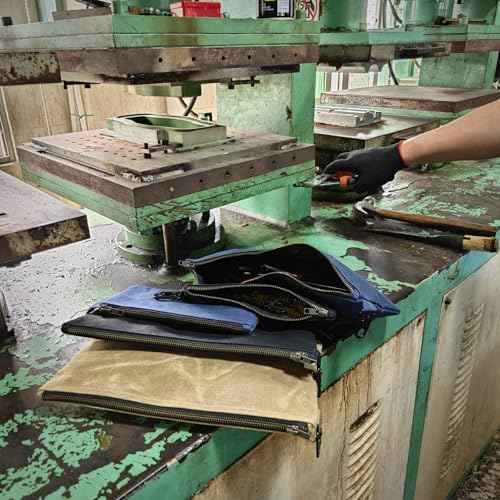 Small Tool Bag, Waxed Canvas Zippered Pouch, Tool Pouches with Zipper, Utility Small Tool Pouch for Tool Organizers and Storage, 8.5" x 4" - 4-Pack