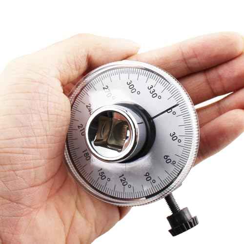 TAODAN 360 Degree Adjustable Drive Torque Gauge Wrench Set 1/2inch Torque Angle Gauge Tool with Wrench Silver Steel Professional Measuring Tool for Specifying Torque and Angle Setting Fastener