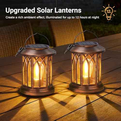 WdtPro Solar Lanterns Outdoor Hanging 6 Pack, Upgraded Bright Lantern Lights Outdoor Waterproof, Solar Powered Lantern Over 12Hrs Solar Lights for Outside Garden Yard Patio Decor (Copper)