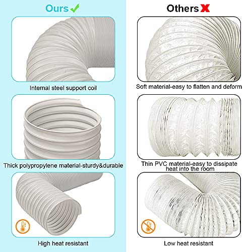 BEWAVE Portable AC Exhaust Hose Kit 5.9 inch Diameter, 59 inch Length, Anti-Clockwise Thread