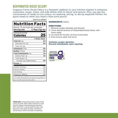 Augason Farms Dehydrated Cross Cut Celery Can, Emergency Food Supply, Everyday Meals, 36 Servings