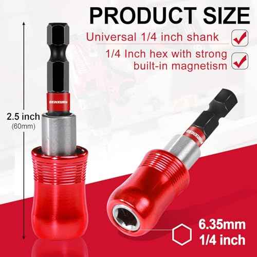 2.5Inches Impact Screwdriver Bit Holders, 3PC Magnetic Extension Quick-Change Socket Drill Bit Holder Cr-V Steel Hex Shank Quick Release Drill Bit Guide
