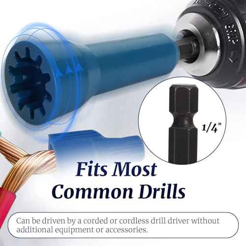 4 PCS Wire Nut Twister£¬Fast Wire Twister Tool for Drill£¬Wire Nut Twiter for Drill, Spin Twist Wire Connector Socket, Wire Connector Driver with 1/4" Chuck£¬Wire Stripping and Twisting Tool