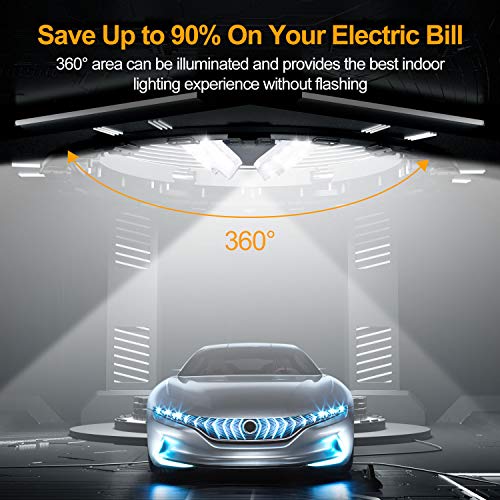 K KERNOWO Silver 140W LED Garage Ceiling Light with 3 Adjustable Panels