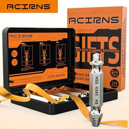 Gifts for Men,9 Pcs Damaged Screw Extractor Set,White Elephant Gifts for Adults Dad,Christmas Stocking Stuffers for Adults Men Him,Cool Stuff Gadgets for Removing Stripped Broken Screws,Mens Gifts