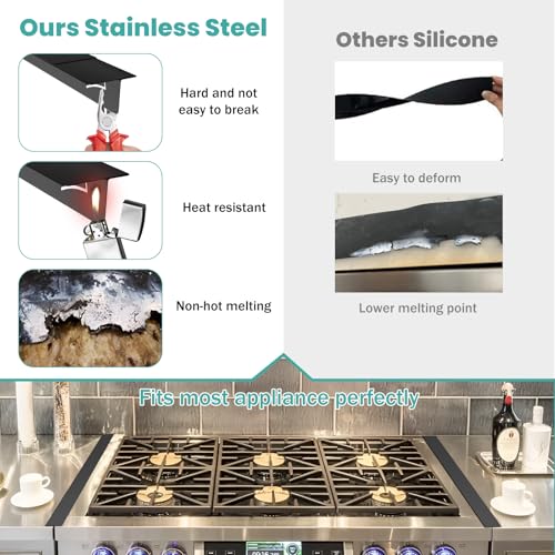LIFFEE Black 13.8"-27.5" Stainless Steel Stove Gap Covers, Retractable Gap Filler Kit