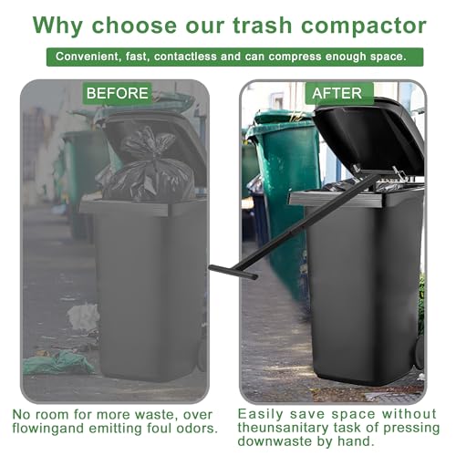 Yuxitia Manual Trash Compactor for 120L-660L Wheelie Bins | Adjustable Handle