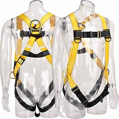 3D-Ring Industrial Fall Protection Safety Harness ANSI/ASSE Z359.11-2021 Compliant Full Body Personal Protection Equipment 3-Point Adjustment Universal 310 lbs