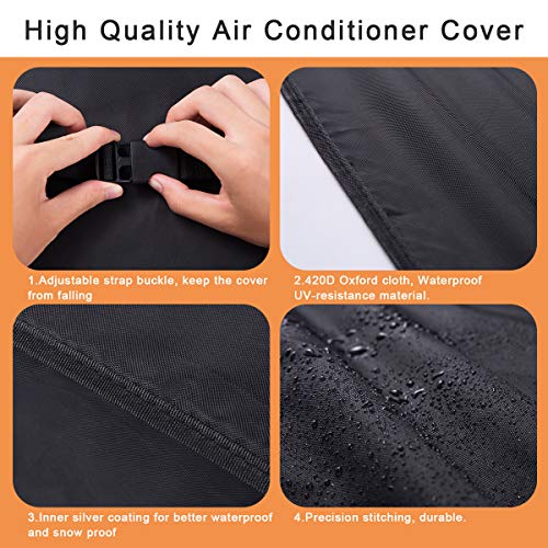 Luxiv 21x16x15 Inch Waterproof Window AC Cover Black - Outdoor Air Conditioner Protector