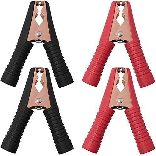 MEETOOT Insulated Crocodile Clip 2Pairs 100A 90mm Heavy Duty Black and Red Electrical Battery Connectors Copper Plated Metal Insulated Alligator Clamps (All-inclusive Type)