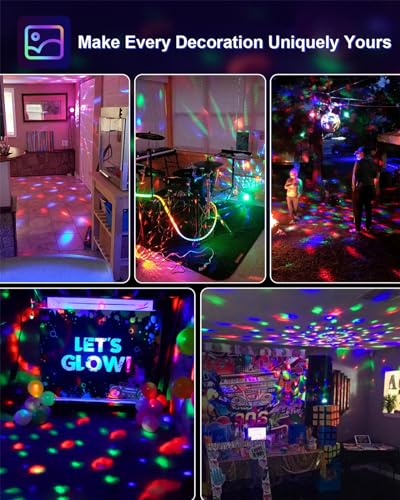 Luditek 2-Pack Sound Activated Party Disco Lights with Remote, Strobe & 7 Effects