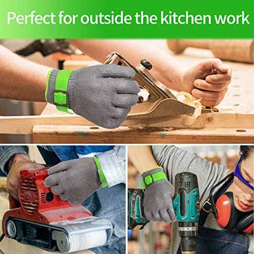 Level 9 Cut Resistant Kitchen Glove,Food Grade,Machine Washable,Stainless Steel Wire Metal Mesh Safety Work Glove for Mandolin,Meat Cutting,Oyster Shucking,and Wood Working (Large)