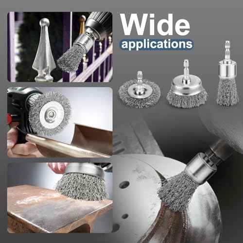 6Pcs Professional Wire Wheel, Carbon Steel Wire Brush for Drill, Drill Cup Brush for Cleaning Rust, Wire Brush Drill Attachments with 1/4 Inch Hex Shank