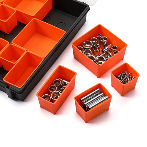 AIRTOON 2PCS Multi-Purpose Toolbox, Professional Organizer with 22 Bin Compartments, Box Organizer for Hardware, Screws, Bolts, Nuts, Nails, Tools, Arts