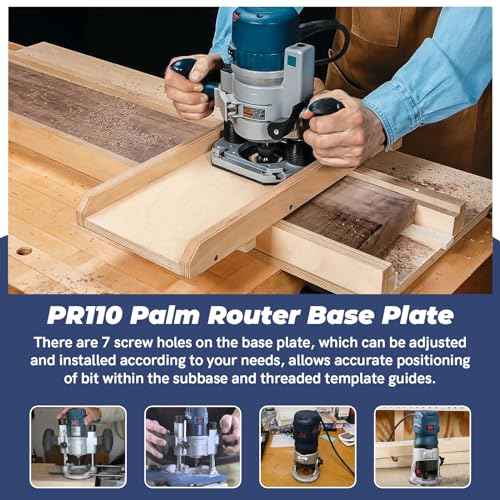 PR110 Palm Router Subbase, Router Base Plate with Screws for BOSCH RA Threaded Templet Guides, Router Guard Base Plate for Bosch GKF125CE, PR001, PR101, PR10E, PR20EVS, RA1051