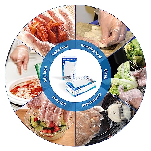 Food Prep Gloves 500 Pack - Food Safe Plastic Disposable Gloves, One Size