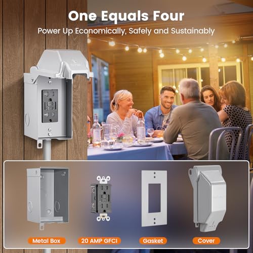SURAIELEC 20A GFCI Outdoor Electrical Outlet Box Weatherproof Rust-Resistant