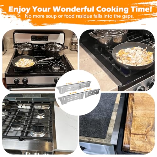 VAYAGARDEN Silver Retractable Stove Gap Covers 13.8"–27.6" x 1" (2 Pack)