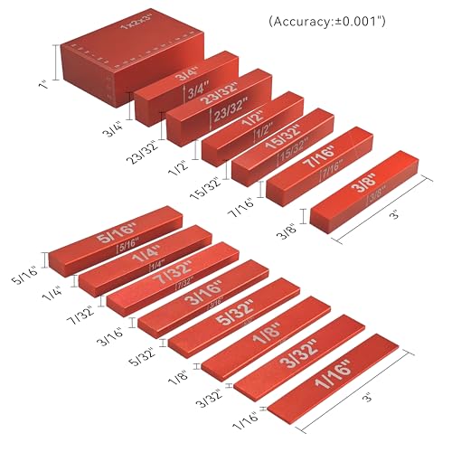 HFS Setup Blocks Height Gauge Set 15pcs Aluminum for Table Saw – Inch
