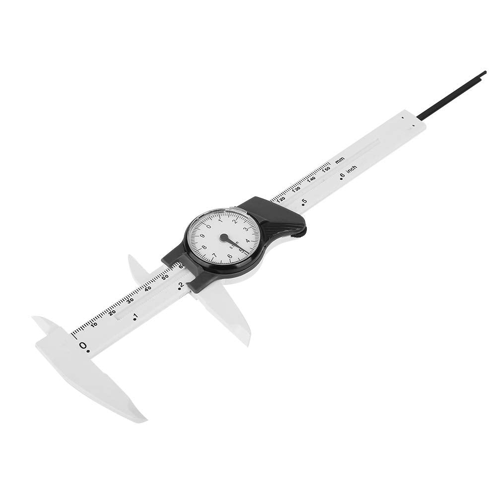 Zerone 6Inch Vernier Dial Caliper, 0-150mm Plastic Dial, 0.1mm Read Value, Imperial Standard (White)