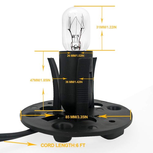 haraqi Himalayan Salt Lamp Cords (6ft) with Dimmer Switch,Original Replacement Cords with Base Assembly(3.34 Inches) and 25 Watt E12 Bulbs for Salt Rock Lamp Cord 2 Set