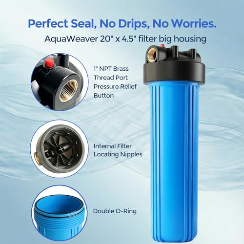AquaWeaver 20x4.5 Inch Whole House Water Filter Housing - Sediment & More