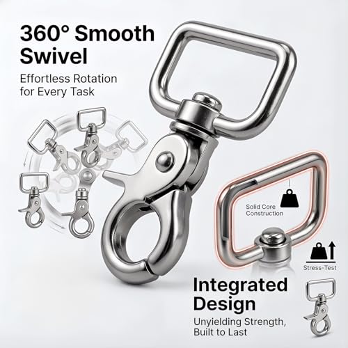CSJZZT Square Metal Swivel Snap Hooks 12 Pack for Keychains, Purses, Crafts