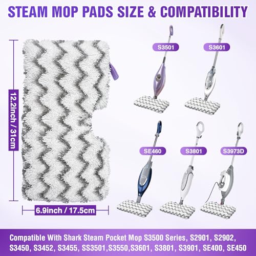 NXPPYY Steam Mop Replacement Pads for Shark S3501/S3601 - 3 Pack Stripe (Stripes)