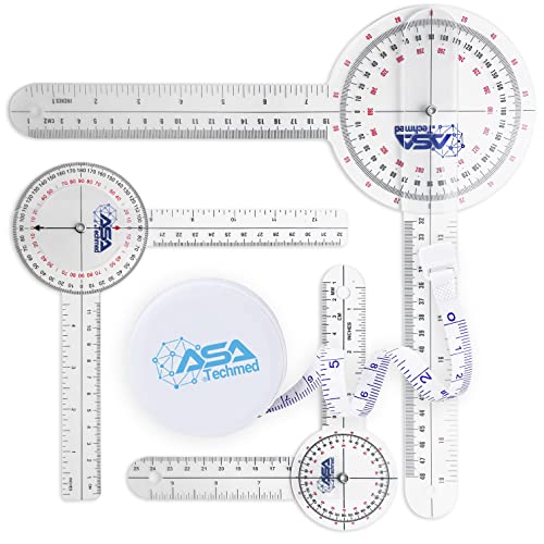 ASA TECHMED Goniometer Set 4 Pieces 12", 8", 6" Body Measuring Tape -
