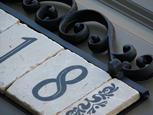 NACH Old World 3-Number Address Signs for Houses, Outdoor Address Plaque, Cast Iron House Number Sign, House Number Plaque for Outside, Classic House Address Plaques for Outside, House Address Signs, 3 Numbers, 14" x 6" x 1", KA-OLDWORLD-3