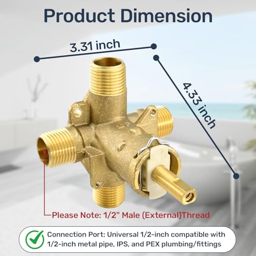 2510 Shower Valve Replacement for Moen Posi Temp | Brass 1/2 Inch Universal Install
