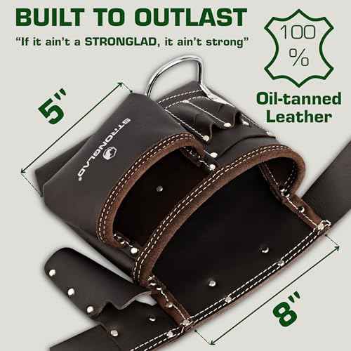 STRONGLAD Carpenter?Drywaller?Electrician Tool Belt ? 6-Pocket Oil-Tanned Leather | Wide Waist Fit 29?46" | Comfortable Utility Pouch