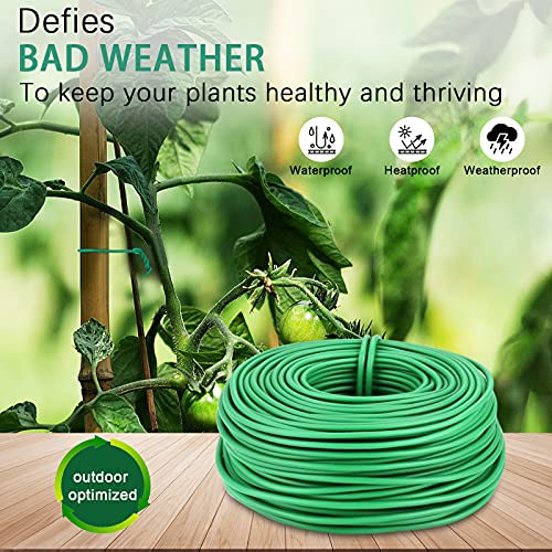 YDSL 100 Feet Green Plant Tie Support - Soft Garden Twine for Climbing Vegetables & Flowers, Diameter 2.5mm, Reusable
