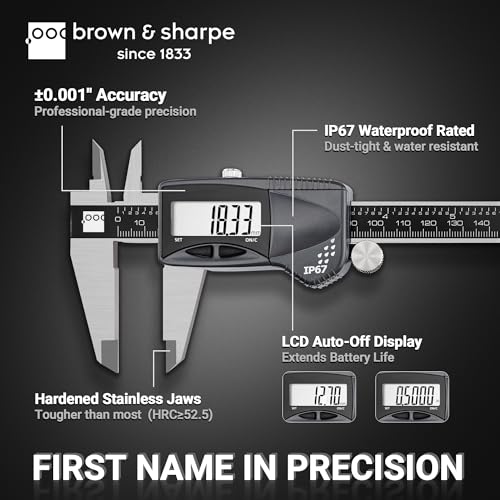 Brown & Sharpe 8" IP67 Coolant Proof Stainless Steel Digital Caliper