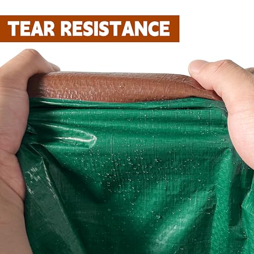 MVPNET 5x7Ft Waterproof Tarp 7mil Reinforced Edges Grommets - Green/Brown