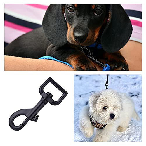 Heavy Duty Black Swivel Eye Bolt Snap Hooks - 3/4" Pack of 4 for Dog Leashes & Crafting