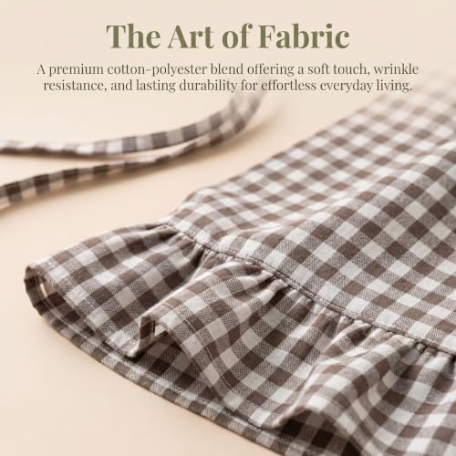 Bekecidi Farmhouse Oven Skirt - Black & White Gingham Plaid with Lace Trim & Ribbon Ties