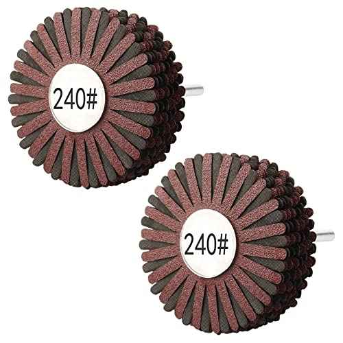 Rocaris 2 Pack Abrasive Flap Wheel - 240# Nylon Sanding Wheel Brush Abrasive Grinding Head with 1/4 Inch Shank for Woodworking Root Carving Furniture Polishing and Removing of Rust/Corrosion/Paint.