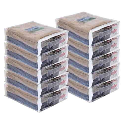 10-Pack Clear Vinyl Zippered Storage Bags 12 x 15 x 4 Inch
