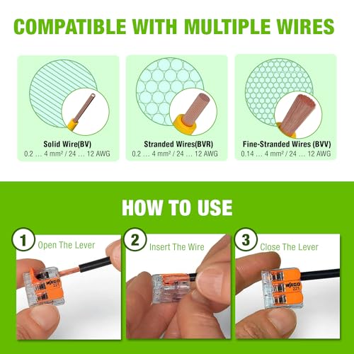 WAGO 221 Series 35-Piece Electrical Wire Connectors Kit - Splicing Nuts for Fast, Secure Connections
