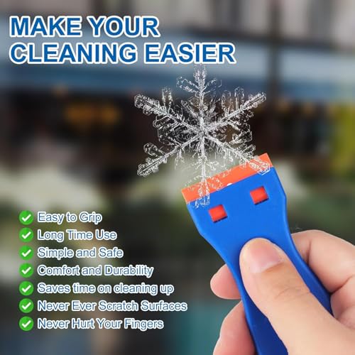 10 Pcs Razor Scraper with 100 Pcs Plastic Blades, Plastic Razor Blade Scraper Tool, Cleaning Scraper Remover for Removal Floor Stove Scraping Labels and Decals Sticker on Car Window Glass