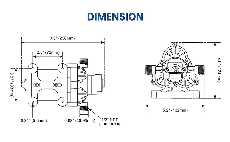 KENCIT 115V 4.0GPM 45PSI Diaphragm Water Pump for RV, Marine, Garden, Kitchen