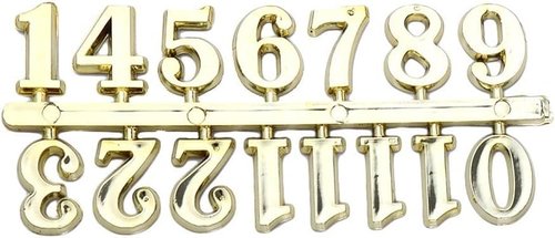 SquarezhenBo 1 Set Clock Arabic Numerals Kit,Clock Parts Digital Clock Numbers Roman Numerals Arabic Number for Replacement Repairing Clock,Clock Movement Hardware (Gold)