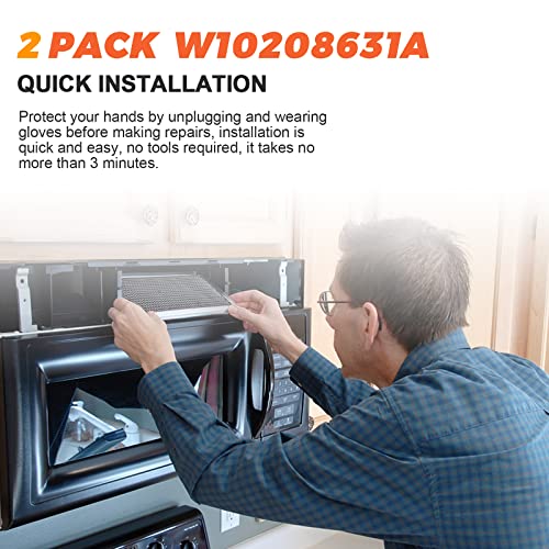 Beaquicy 2-Pack W10208631A Microwave Grease Filter 13 x 6 in - Replacement for Whirlpool/GE