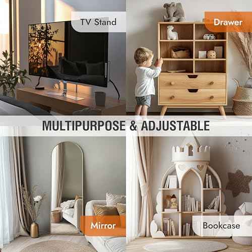 TV Safety Straps - Anti-Tip Furniture Straps for Baby Proofing - Adhesive Non Drill TV Straps Safety for Flat Screen - Adjustable Earthquake Straps - Wall Furniture Anchors for Baby Proofing