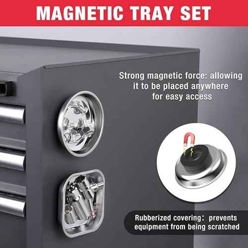 WORKPRO 5-Piece Non-Slip Tool Tray Set, 3-Piece Silicone Flexible Tools Organizers and 2-Piece Magnetic Parts Tool Tray, Tool Mat, Tool Holder, Tool Storage (Only Parts Tray Magnetic)