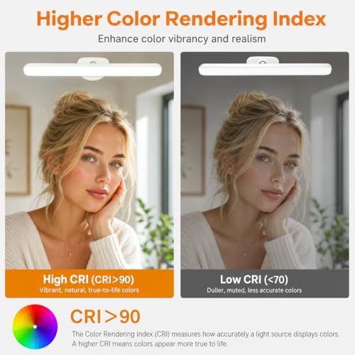 cambk Set of 2 White Vanity Makeup Lights Rechargeable LED Mirror Lighting